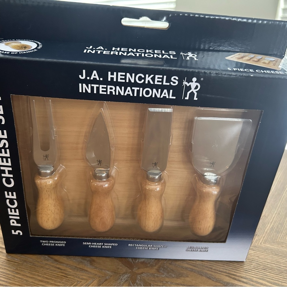 J.A. Henckels 5-Piece Cheese Knife Set with Wooden Handles